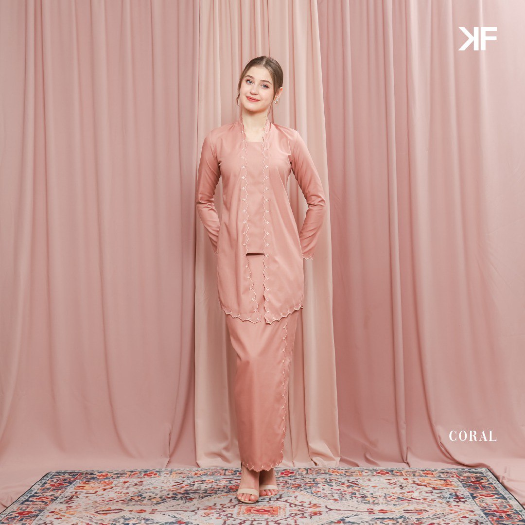 PREORDER Kurung Dinda - Coral